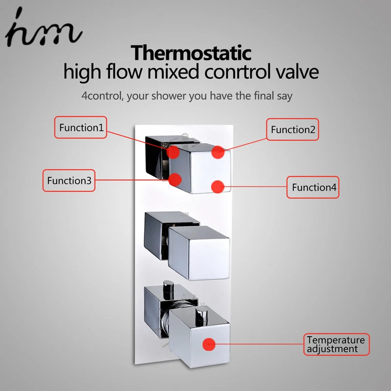 hm Клапан смесителя для душа 3 или 4 отверстия для воды Термостатическая ванна Аксессуары для душа Аксессуары Клапан