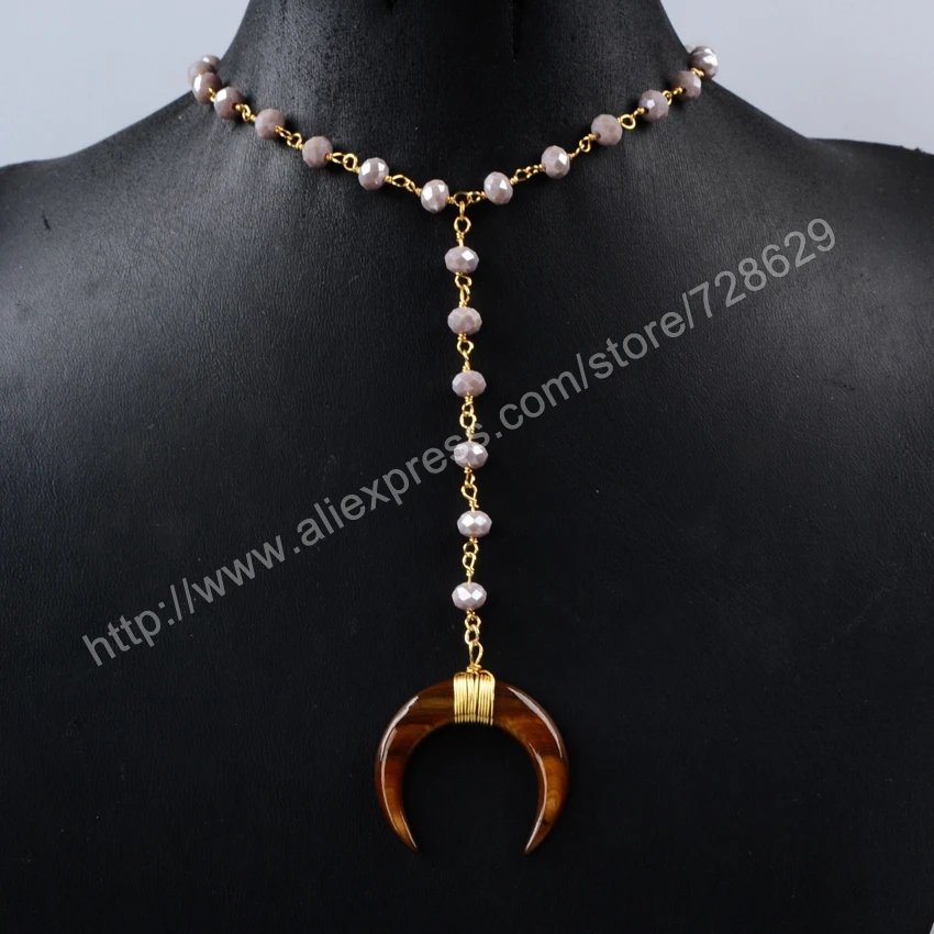 

BOROSA Handcrafted Natural Shell Horn Choker necklaces simple statement Pendant Necklace for women jewelry making G1162