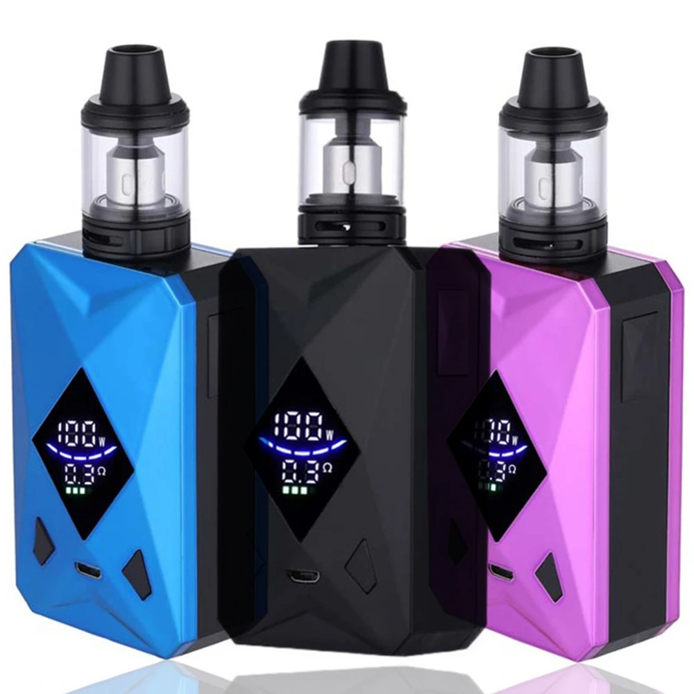 

Electronic cigarette kit 100W vape mod LED display power adjustable 2200mAh battery 0.3ohm e-cigarette atomizer vapor 2019 new