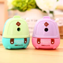 1 шт. мультяшная школьная сумка точилки для карандашей для студентов 95,5x72,5x83 мм Ручная ручка для резки карандашей 2 цвета Deli 0738