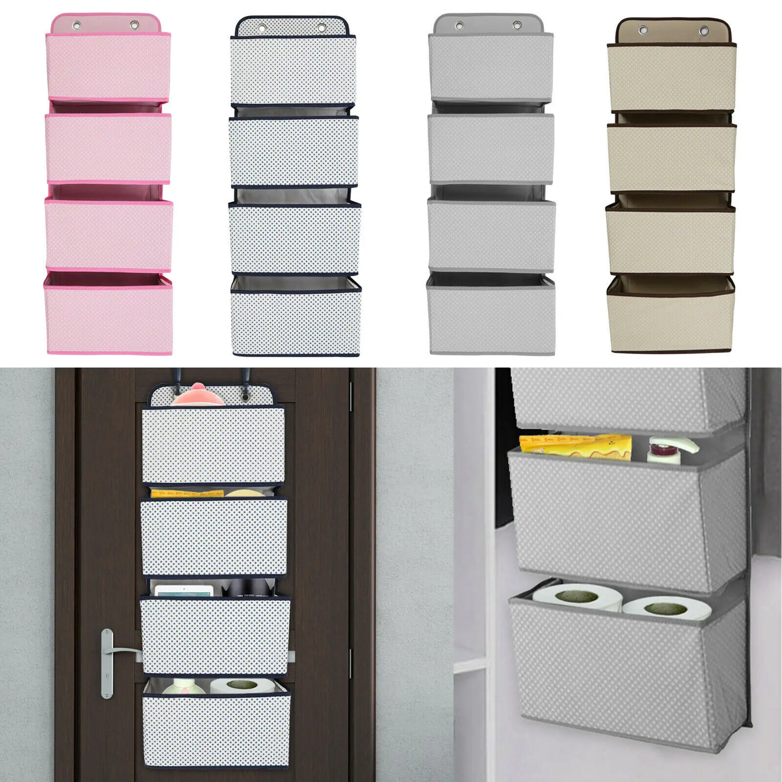 

Simple Houseware 4 Pocket Hanging Wall Closet Storage Bag Organizer Over Door Cloth Toy Organizer Bags Pouch Hanger