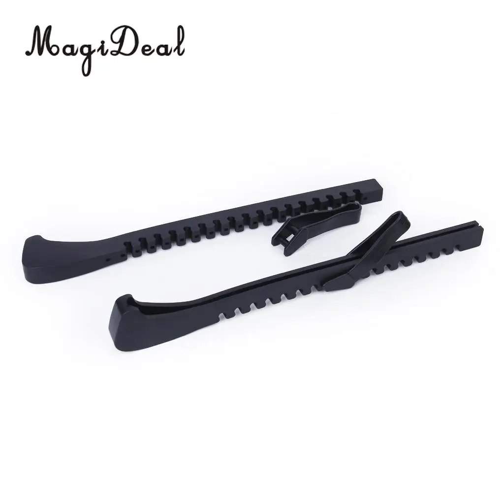 MagiDeal 1Pair Black PVC Ice Hockey Skate Blade Guards Cover Adjustable Outdoor Field Hockey Placement Protect Shoes Accessory