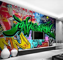 Пользовательские Papel де Parede 3 D, красочные граффити фрески для бара для КТВ фоне стены водонепроницаемый обои