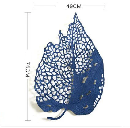 Американский кованый железный золотой лист, Настенный декор, украшение для дома, гостиная/офис, крыльцо, 3D настенное украшение - Цвет: style4-blue-L2