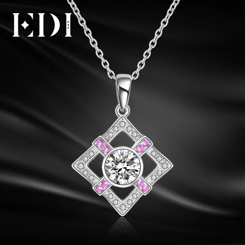 

EDI Genuine Round Natural 7mm White Topaz Crystal 925 Sterling Silver Pendant Necklace For Women Fine Jewelry