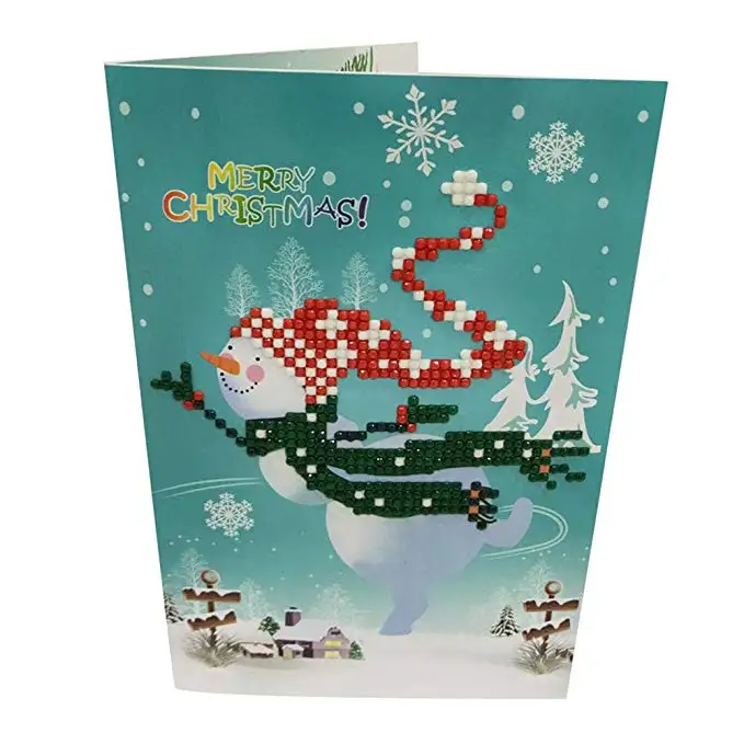 Diamond Painting Greeting Card Diamond Cartoon Painting Mini Santa Claus Merry Christmas Paper Craft Postcard