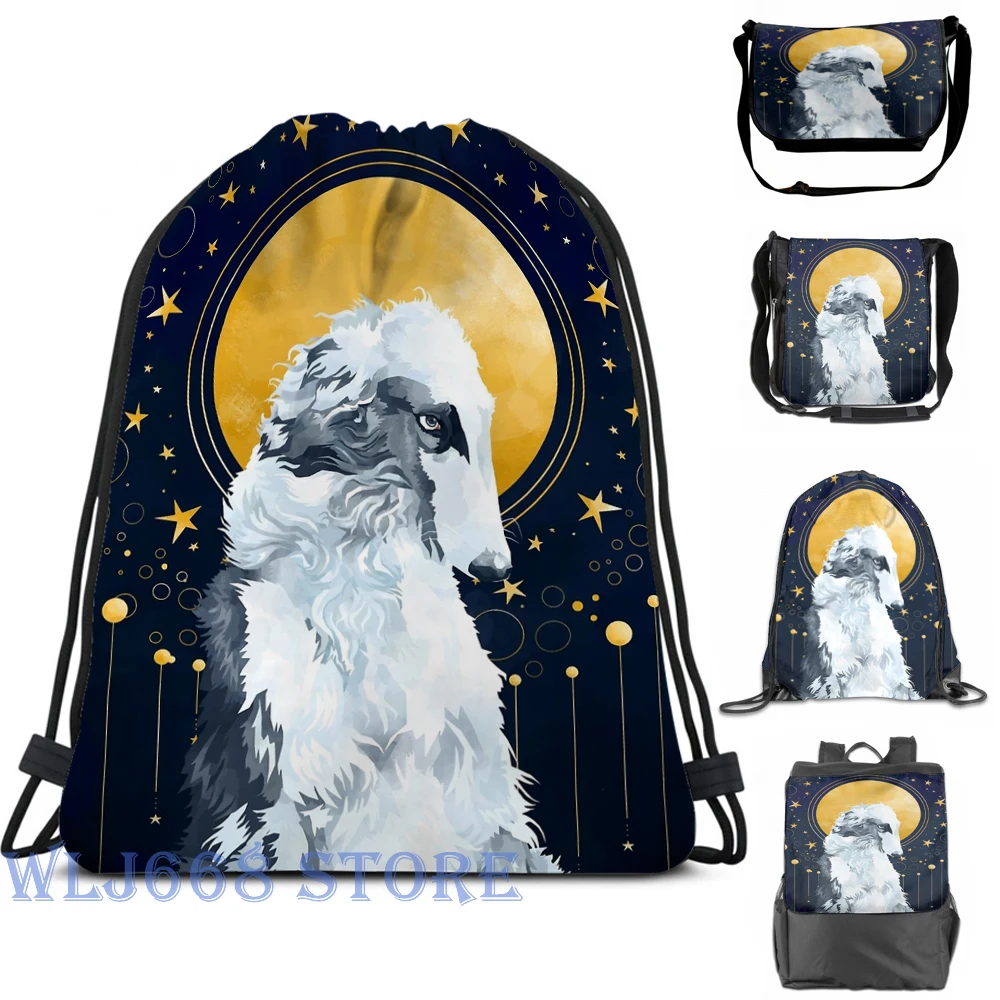 

Funny graphic print shoulder Bags women Celestial Borzoi Single shoulder backpack travel for men Gym Bag