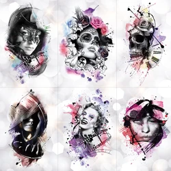 Colorful Inkjet watercolor Waterproof Temporary Tattoo Sticker Beautiful Girl Clock Flash Tattoos Body Art Arm Fake Tatoo Colorful Inkjet watercolor Waterproof Temporary Tattoo Sticker Beautiful Girl Clock Flash Tattoos Body Art Arm Fake Tatoo