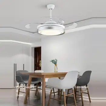 

LED Hidden Invisible Iron ABS Acryl Remote Control Ceiling Fan 72w Ceiling Lights.LED Ceiling Light.Ceiling Lamp For Foyer