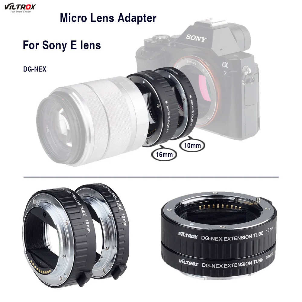 Для Sony Micro Lens Adapter Viltrox DG NEX Макро Удлинитель для E Mount Camera A7II A7RII A7SII 7 6 5R|Адаптеры