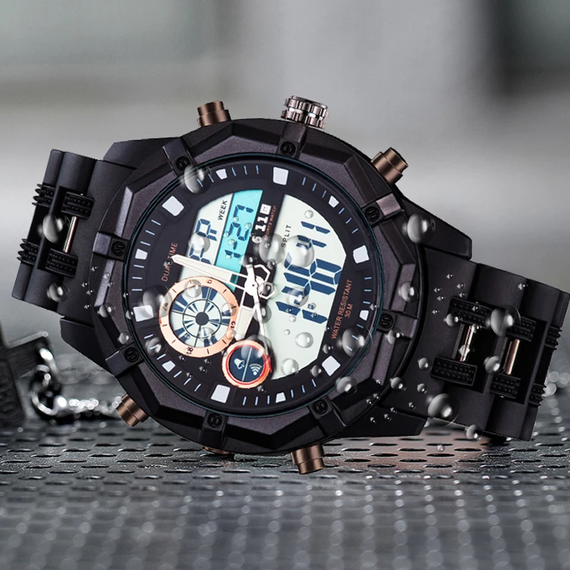 

6.11 Mens Fashion Plastic Pellet Multi-function Waterproof LED Digital Watch Outdoor Military Watch Men Sport Watch Diving Watch