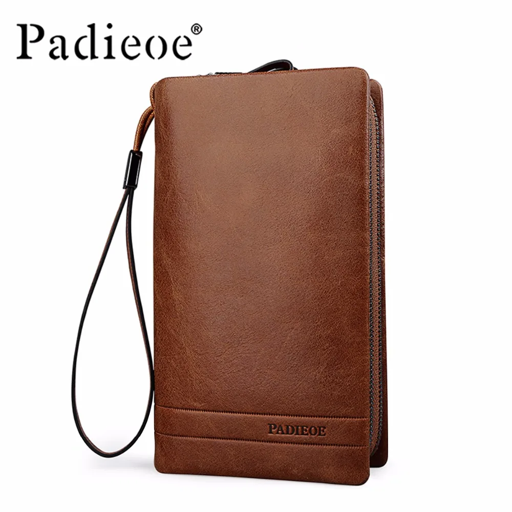 

Padieoe 2019 New Men Clutch Genuine Leather Large Capacity High Quality Purse Cowhide Wallet Men's Business Clutch Free Shipping