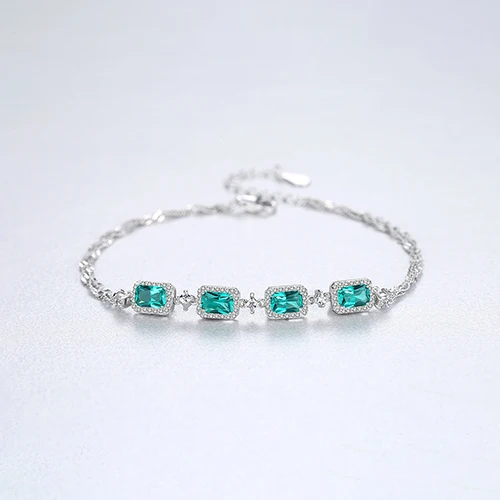 CZCITY, высокое качество, роскошный Изумрудный браслет для женщин, серебро 925 пробы, очаровательные двойные цепочки, свадебный браслет, ювелирное изделие, Brincos - Цвет камня: Emerald Color