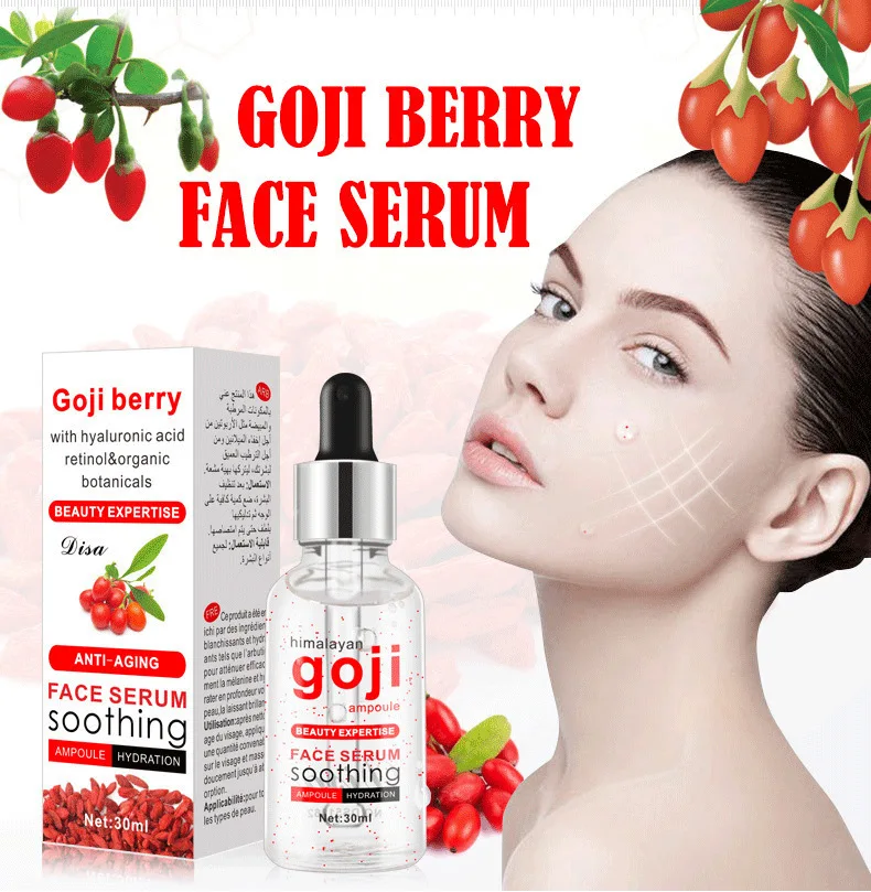 30ML Goji Serum Anti-Wrinkle Face Serum with Hyaluronic Acid and Vitamin E- Organic Anti-Aging Serum for Face Eye Treatment