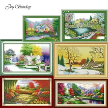 Joy Sunday,Beautiful homeland,Needlework Sets,DIY Landscape Painting Cross stitch pictures,embroidery cross stitch landscape, homeland