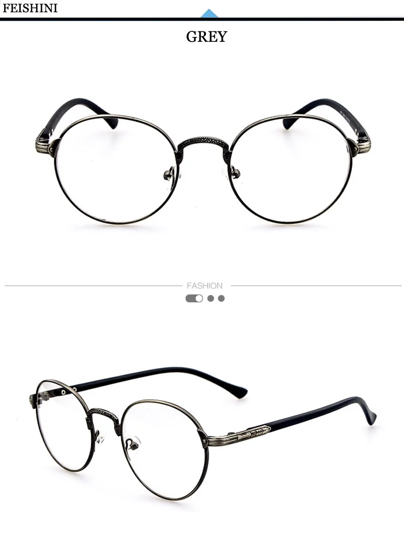 Feishin модные маленькие унисекс очки оправа Женские винтажные цветные прочные металлические коричневые очки оправа для мужчин стимпанк