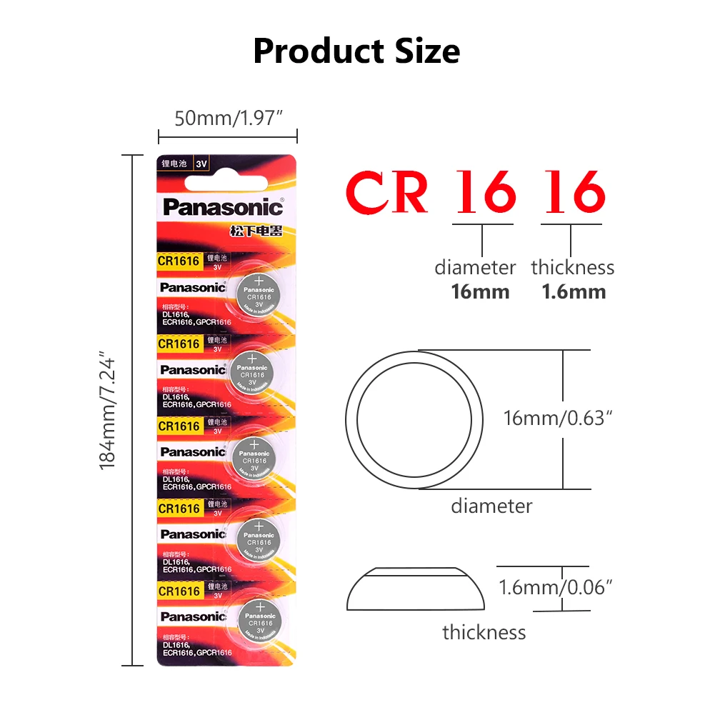 5 шт./лот PANASONIC CR1616 DL1616 ECR1616 LM1616 1616 3 в литиевые батареи, батарейка для монет, светодиодный фонарик, игрушки, часы