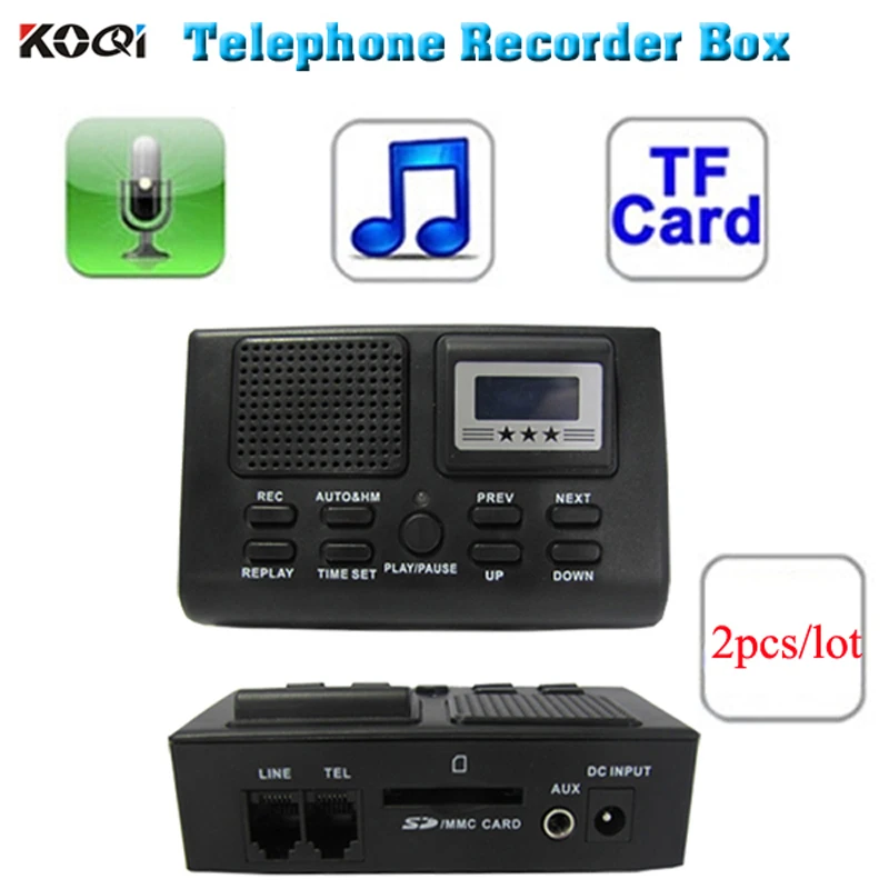 هاتف مسجل صندوق دعم sd بطاقة تسجيل الصوت مع mp3 وظيفة واللون و lcd 2 قطع