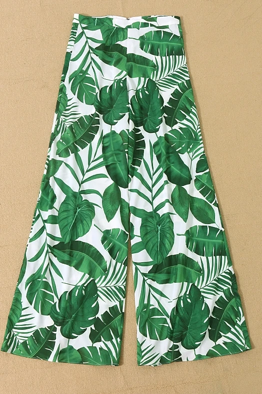Женские модные повседневные широкие брюки размера плюс 3XS-10XL с принтом зеленых листьев