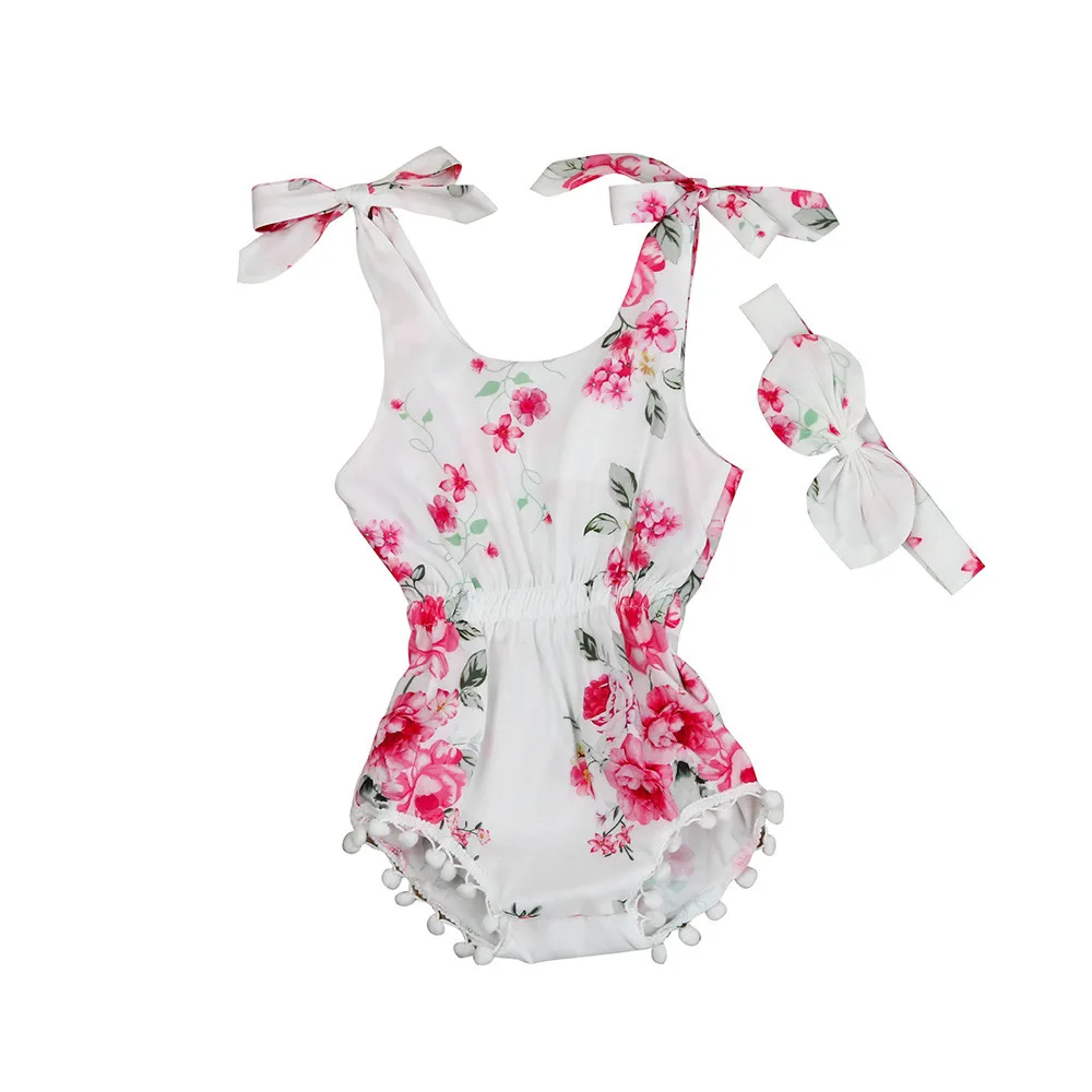 

Newborn Girl Boys Clothes Sets Toddler Kid Baby Girl Set Floral Print Romper Jumpsuit Playsuit Headband Outfit Baby Girls Romper