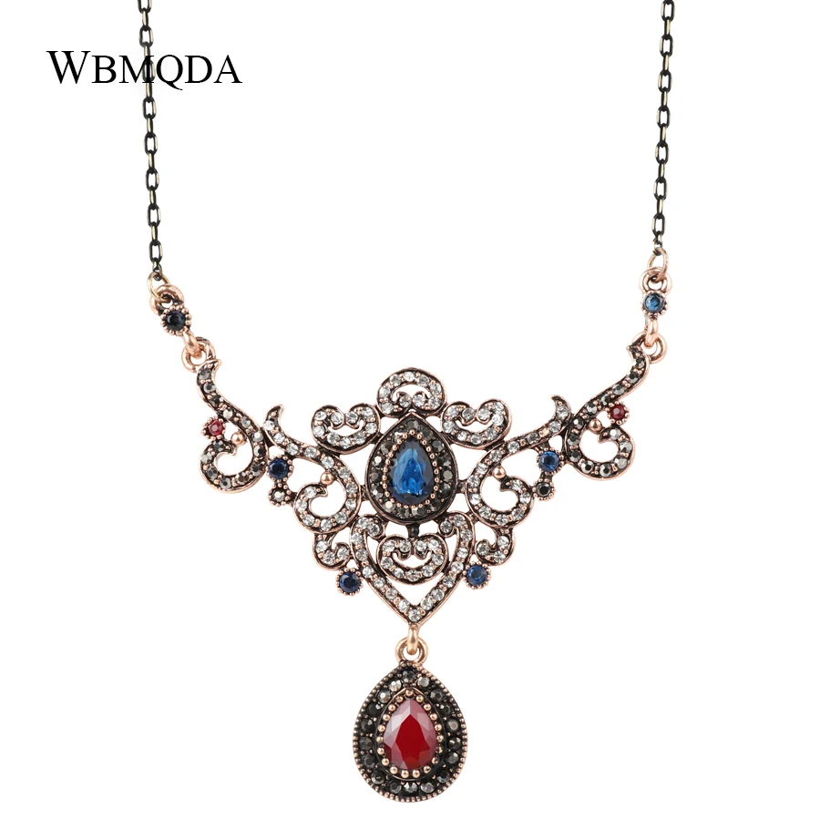 Luxury Big Hollow Crystal Pendant Statement Necklace Indian Jewelry