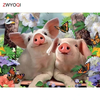 

DIY 3D Diamond painting pig Full Round Diamond mosaic pig Full Square Diamond embroidery Cross stitch pig Butterfly flower
