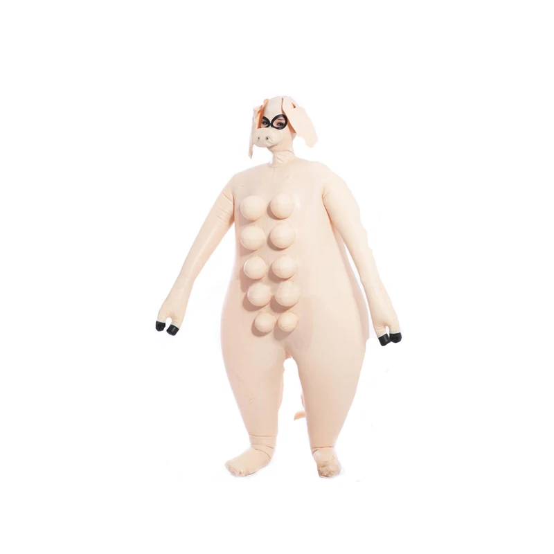 

Latex White and Black Full Cover Bodysuit Unisex Pig Style Double Layer 0.4mm Size XXS-XXL