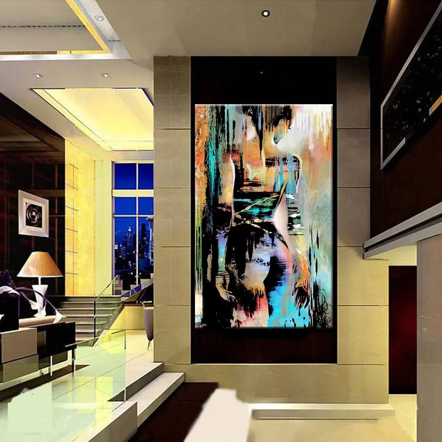 hand painted modern nude painting colorful naked woman oil painting on canvas back of girl fashion home decoration picture