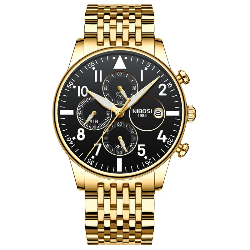 Мужские часы NIBOSI Топ бренд класса люкс Хронограф Спортивные кварцевые часы мужские повседневные стальные водонепроницаемые наручные часы Relogio Masculino - Цвет: 2