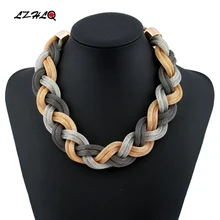 LZHLQ модное металлическое ожерелье-чокер Трендовое многослойное крученое ожерелье с кручеными кругами, Геометрическая цепочка на ключицу, Панк ювелирное изделие
