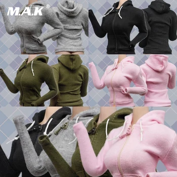 

1/6 Scale Female Clothes Fashion Slim Casual Hooded Cardigan Shirt Model for 12" Woman Action Figure Body Accessory
