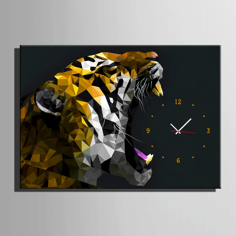 

Free Shipping E-HOME A Roaring Tiger Clock in Canvas 1pcs wall clock 17121104