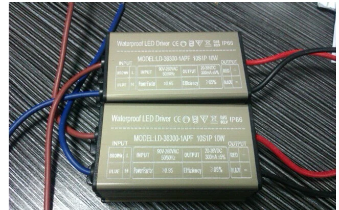 

Free Shipping New 2Pcs/Lot IP66 level 10 series 1 parallel 10W LED driver For Constant Current drivers AC85V-265V to DC18--36V