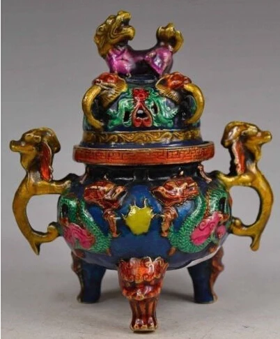 

Chinese cloisonne collection of handmade bronze lion statue censer mighty despot