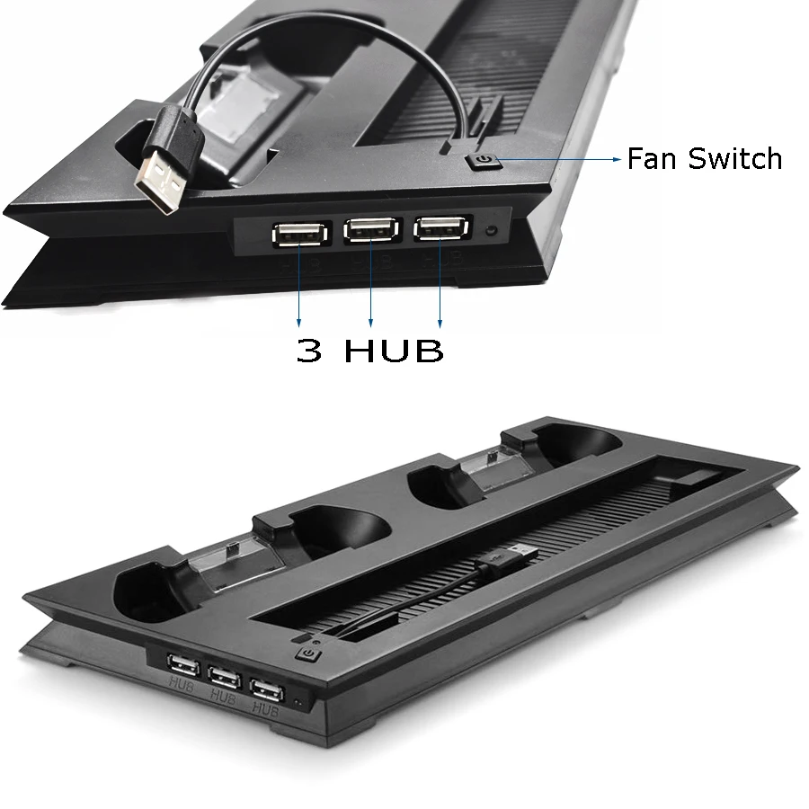 Вертикальная охлаждающая подставка для PS4 Slim двойной джойстик зарядная станция