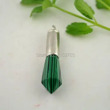 

Popular Fashion! 10pcs Bullet Hexagon Malachite Healing Reiki Chakra Gem Stone Pendant