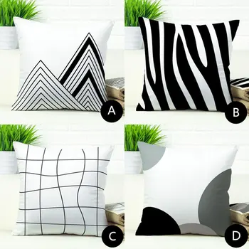 

Doreen Box 1 Piece Nordic Style Pillow Case Decorative Pillow Cover Throw Pillows Geometric Striped White Gray Black 45*45 Cm