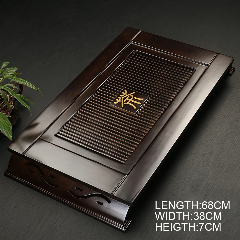  Chinese Solid Wooden Tea Tray Teaware Kung Fu Tea Set Carving Table Drawer Type Storage Drainage Te