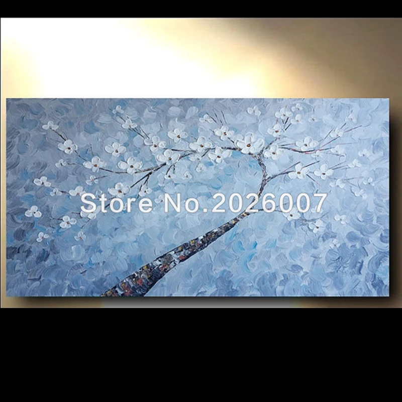 

Hand Painted Abstract Thick Palette Knife Oil Painting On Canvas Blue Textured Oil Abstract Flower Tree Abstract Decor Artwork