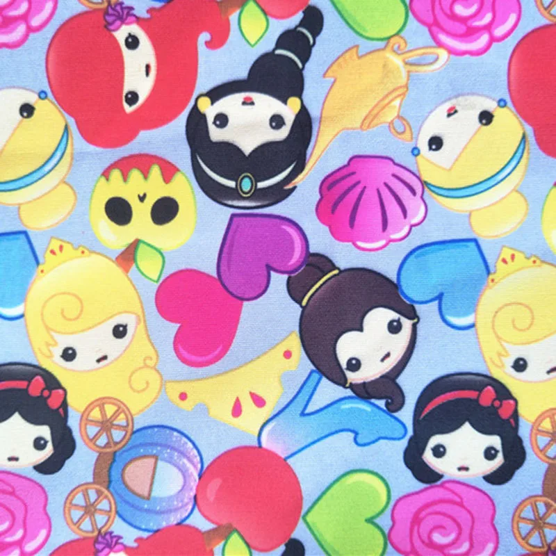 

Lovely 150cm Width Cartoon Princess Canvas Fabric Colourful Princess Print Polyester Fabric Sewing Home Patchwork DIY Bag Pillow