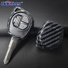Doofoto карбоновые зернистые корпусы для ключей зажигания чехол для Suzuki SX4 Swift Liana Кожанный чехол для ключей от Suzuki Grand Vitara Ignis Jimny автомобильный Стайлинг авто аксессуары