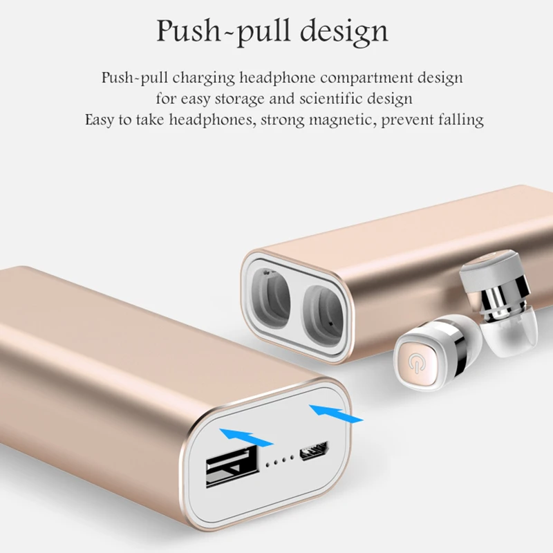 TWS K6 Mini Bluetooth Earphone Wireless Earbuds Stereo 2400mAh Power Bank for phone sport IPX7 waterproof with microphone