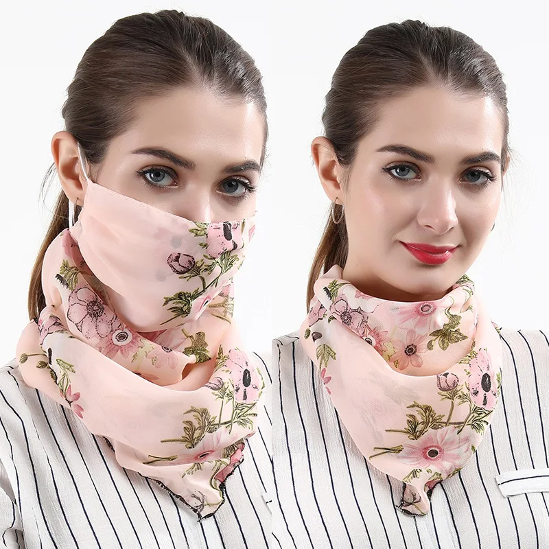 

Spring and summer sunscreen scarf bib large mask female neck breathable mask full face anti-UV chiffon thin veil
