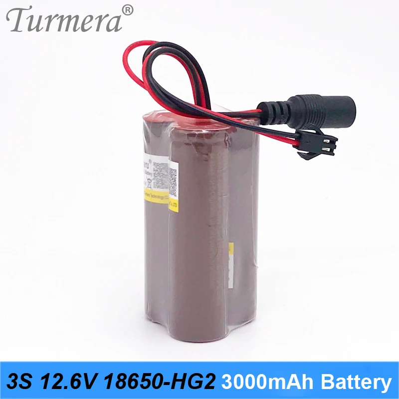 Аккумуляторная батарея Turmera HG2 18650 3000 мА · ч высокий разряд 30 А большой ток 10 8 В 12 6