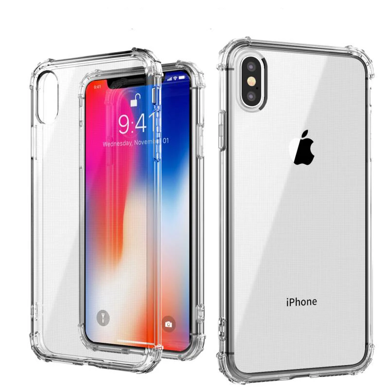 

Fashion Transparent Silicon Soft Phone Case For iPhone X XR XS Max 10 5 5S SE 6 6S 7 8 Plus Four Corner Strengthen Protect Cover