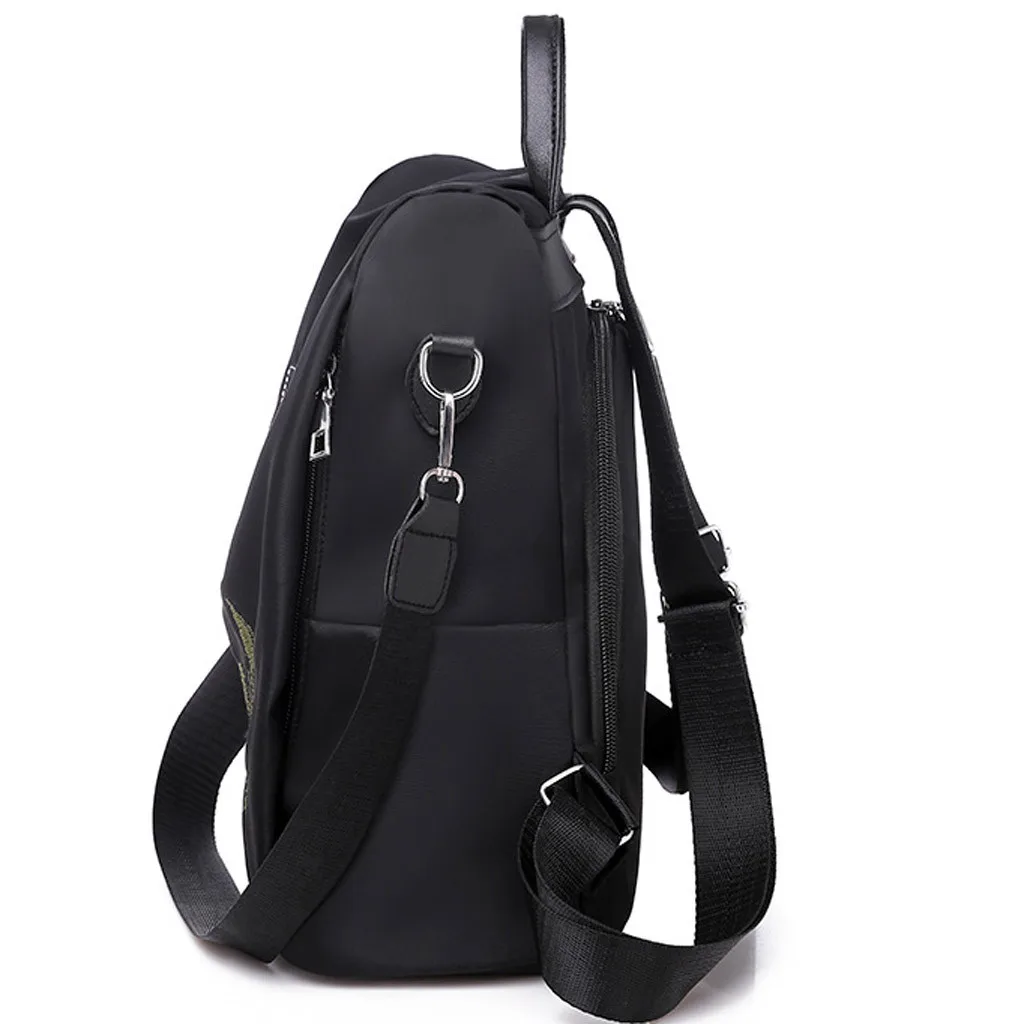 Водонепроницаемый нейлоновый женский рюкзак на молнии школьные рюкзаки для девочек Стрекоза Цветок рюкзак с вышивкой женский рюкзак# G3