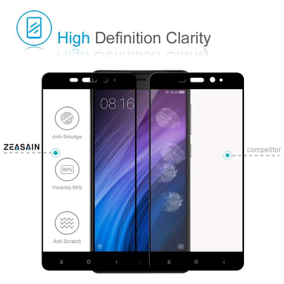 Original ZEASAIN Premium HD Full Cover Screen Protector Tempered Glass for Xiaomi Redmi 4 Pro Prime Xiomi Redmi4 Toughened Guard (3)