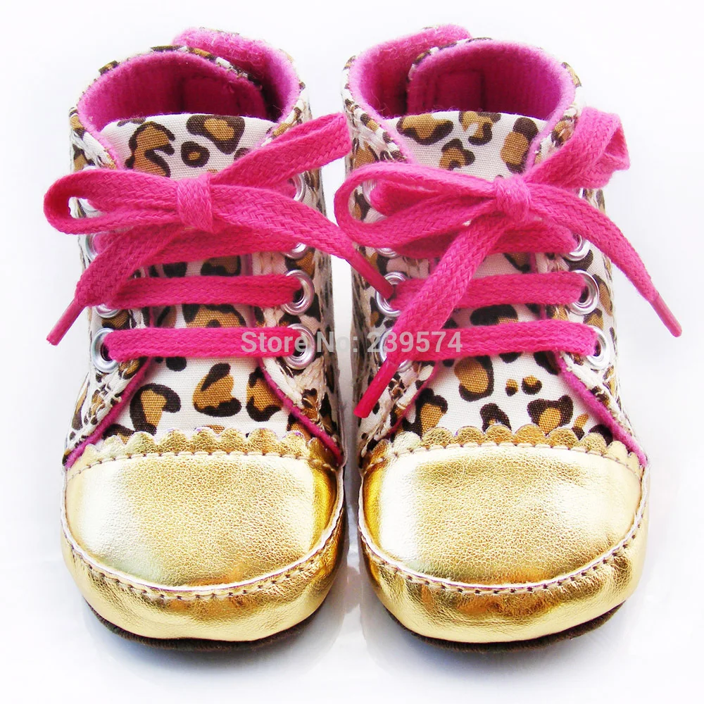 Cute Baby Shoes Girl Infant Toddler Leopard Gold Crib Shoes Walking Sneaker YYT149-in Sneakers 