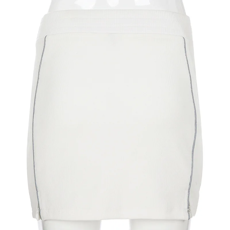 YYXZ Summer Fashion Slim Sexy Embroidery Letters Splits White SML High Waist Skirt Woman Casual Mini Skirt Lady Sheath Skirt