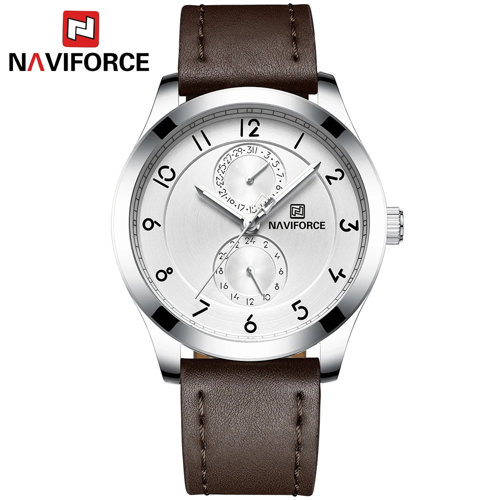 

NAVIFORCE Luxury Business Men's Watches Auto Date 24 Hours Quartz Watch Men Sport Leather Waterproof Wrist watches relogio